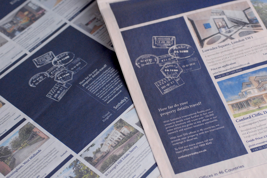 Sothebys advertising campaign in newspaper