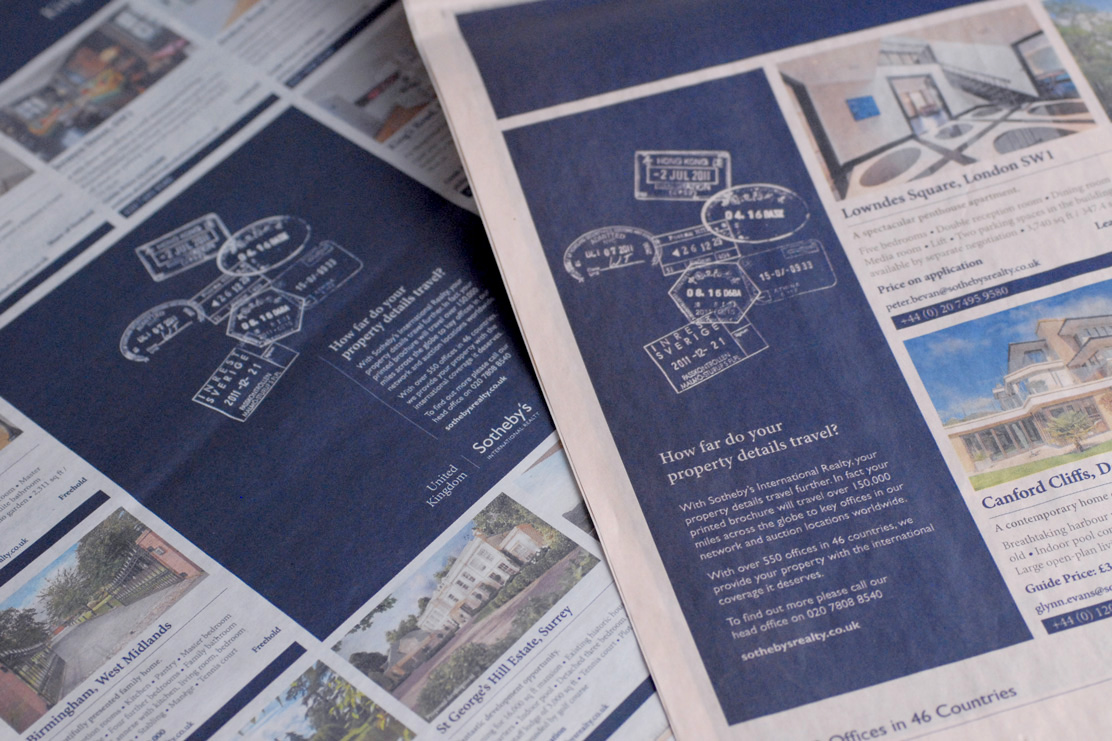Sothebys advertising campaign in newspaper